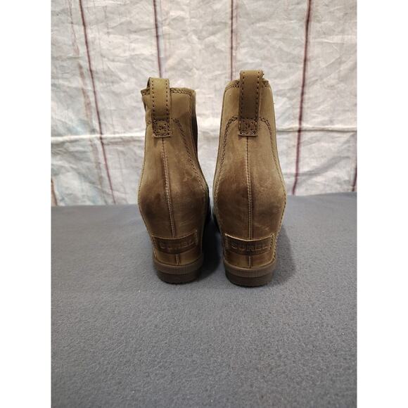 SOREL Joan of Arctic Wedge II Camel Tan Chelsea Leather Boots Women’s Size 8.5 - Picture 8 of 10